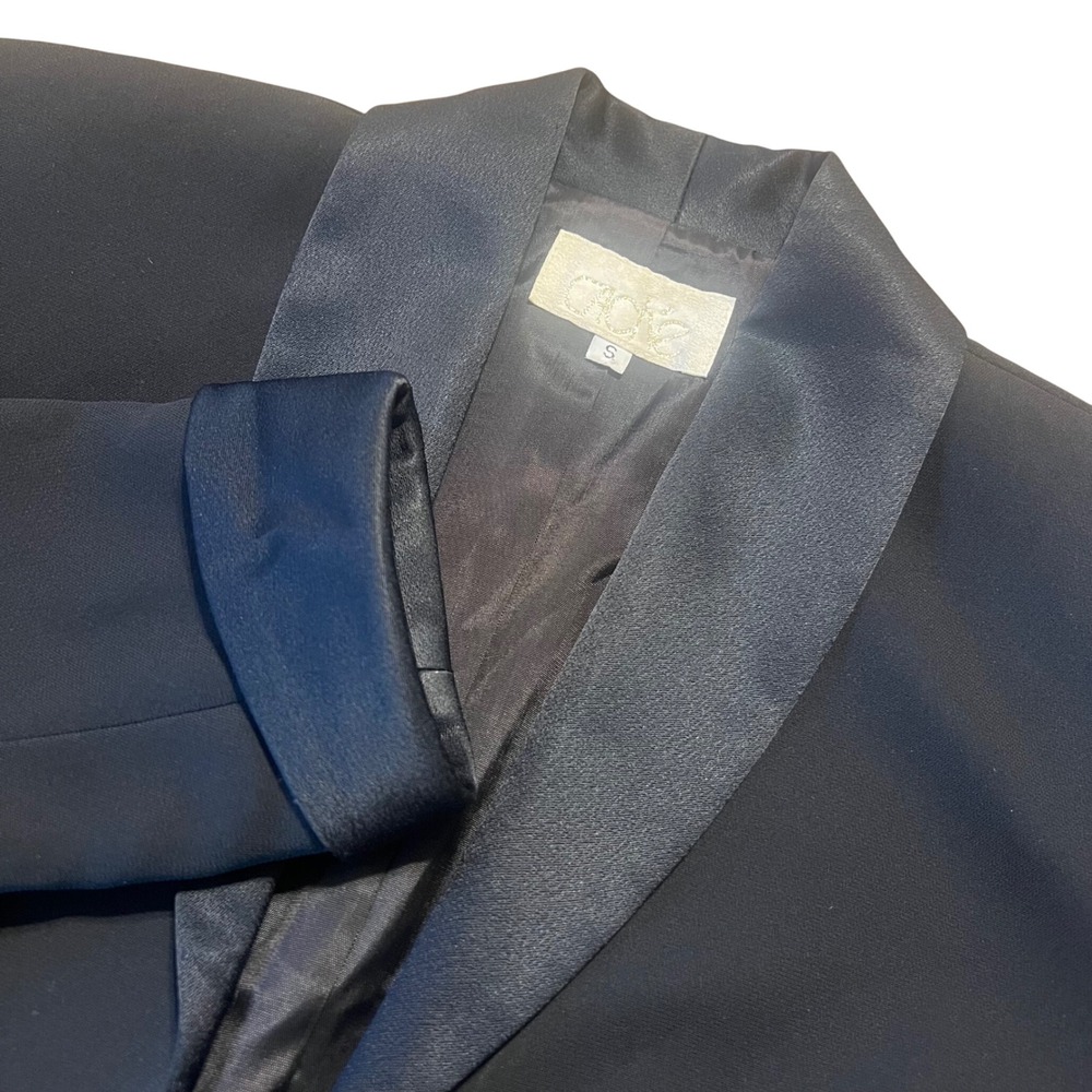 Cache Black Cropped Blazer Jacket Shawl Collar Tuxedo Jacket Small